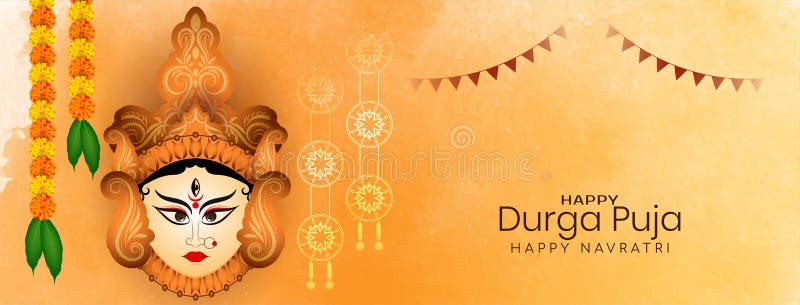 Religious Happy Durga Puja and Navratri Festival Banner Stock Vector -  Illustration of mythology, cultural: 230156798