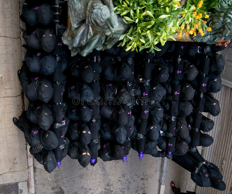 Costaleros. Bearers of religious images during processions in Holy Week. Is the most important religious festivity. Spain. Week processions stock images, royalty-free photos and pictures