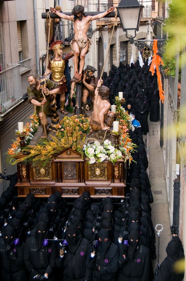 Costaleros. Bearers of religious images during processions in Holy Week. Is the most important religious festivity. Spain. Week processions stock images, royalty-free photos and pictures