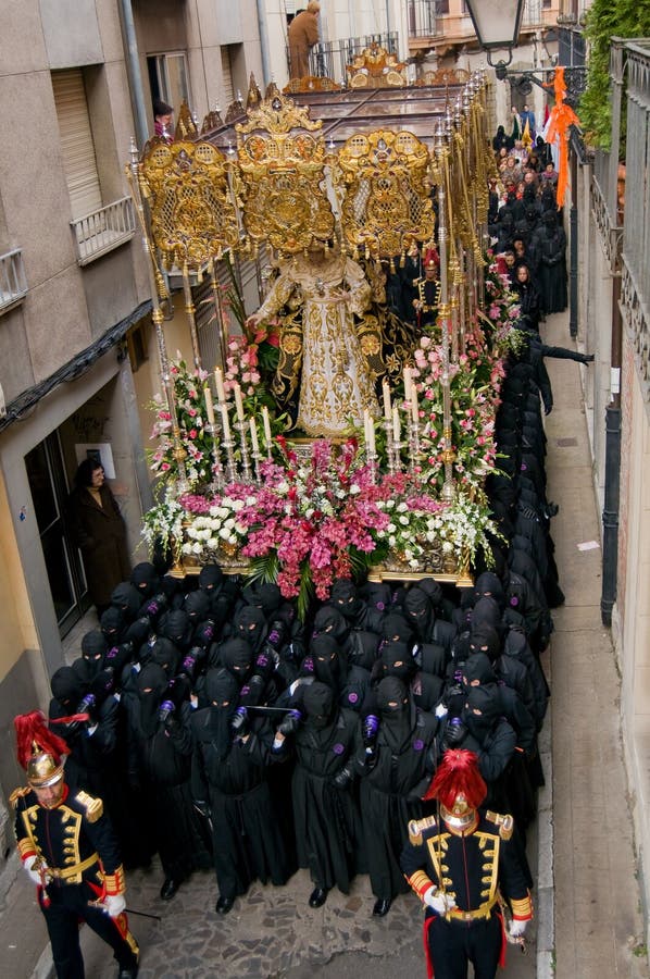 Costaleros. Bearers of religious images during processions in Holy Week. Is the most important religious festivity. Spain. Week processions stock images, royalty-free photos and pictures