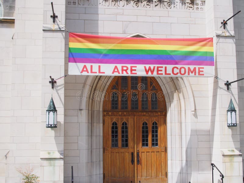 A welcome sign for a welcome sign . Religious tolerance has come a long way in the last decade as this banner shows .