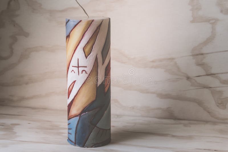 Religious Wax Candle with Symbols Stock Photo Image of religion