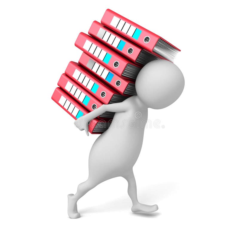 Reliures blanches de 3d Person Carries Pile Of Ring illustration libre de droits Reliures blanches de 3d Person Carries Pile Of Ring illustration libre de droits