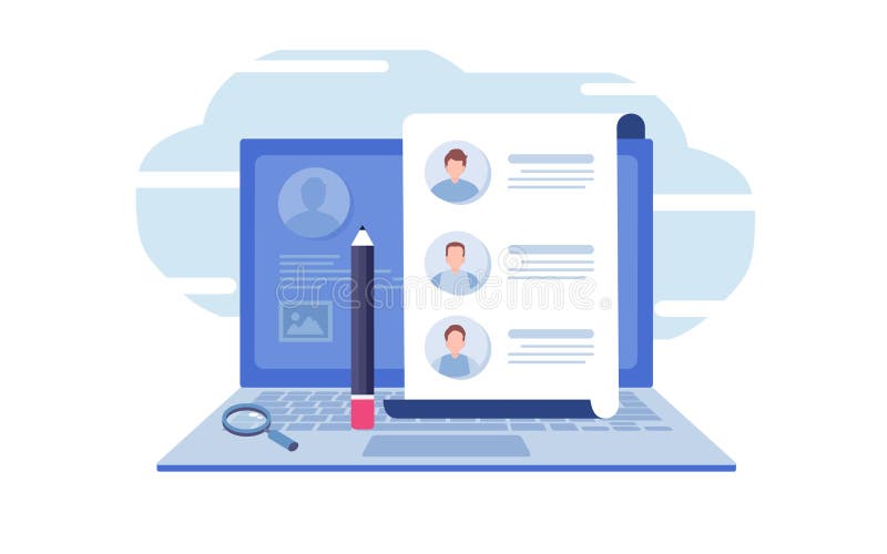 Rellene un impreso Uso en línea encuesta, entrevista, trabajo, documento, ordenador portátil Gráfico de vector plano del ejemplo libre illustration Rellene un impreso Uso en línea encuesta, entrevista, trabajo, documento, ordenador portátil Gráfico de vector plano del ejemplo libre illustration