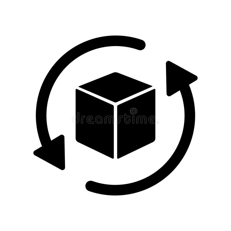Reload or return package box in circular arrow icon stock illustration