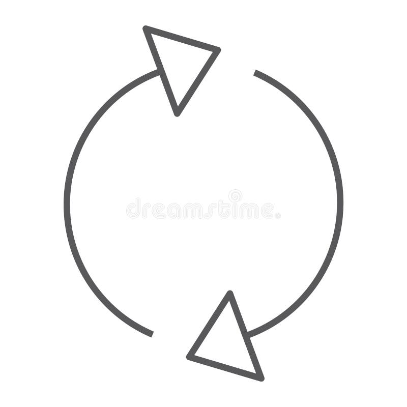 Reload thin line icon, rotation and spin, arrow refresh sign, vector graphics, a linear pattern on a white background. stock illustration