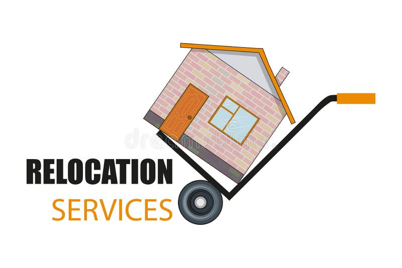 Relocation service. Moving concept. Delivery freight truck illustration. Transport company for relocation and moving. royalty free illustration Relocation service. Moving concept. Delivery freight truck illustration. Transport company for relocation and moving. royalty free illustration