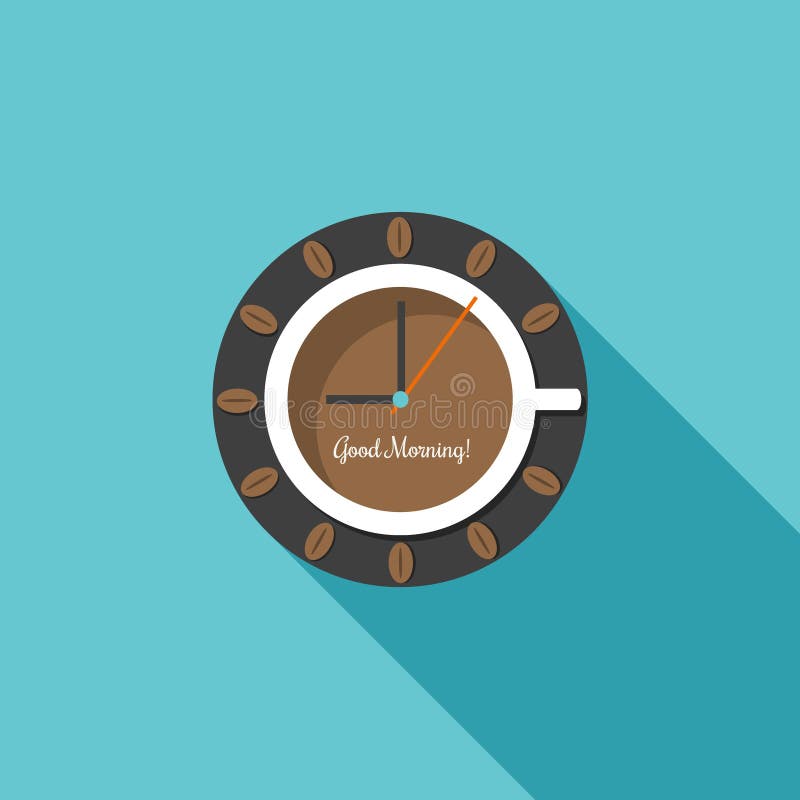 Reloj abstracto, hecho de la taza de café Buenos días stock de ilustración Reloj abstracto, hecho de la taza de café Buenos días stock de ilustración