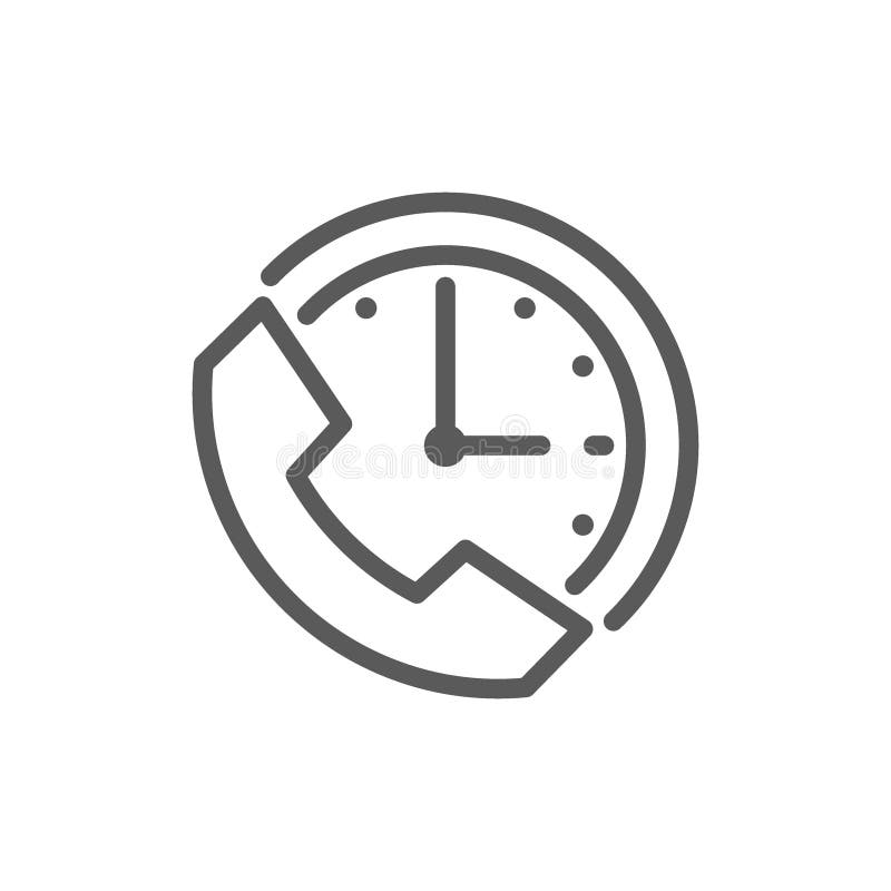 Reloj con el teléfono, tiempo de la ayuda, 24 horas de línea de servicio icono ilustración del vector Reloj con el teléfono, tiempo de la ayuda, 24 horas de línea de servicio icono ilustración del vector