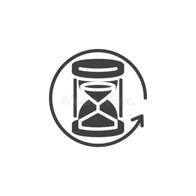 Reloj de arena con icono del vector de flecha hacia atrás stock de ilustración