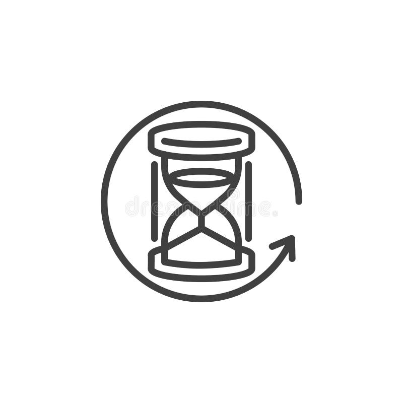 Reloj de arena con icono de línea de atrás con flecha libre illustration