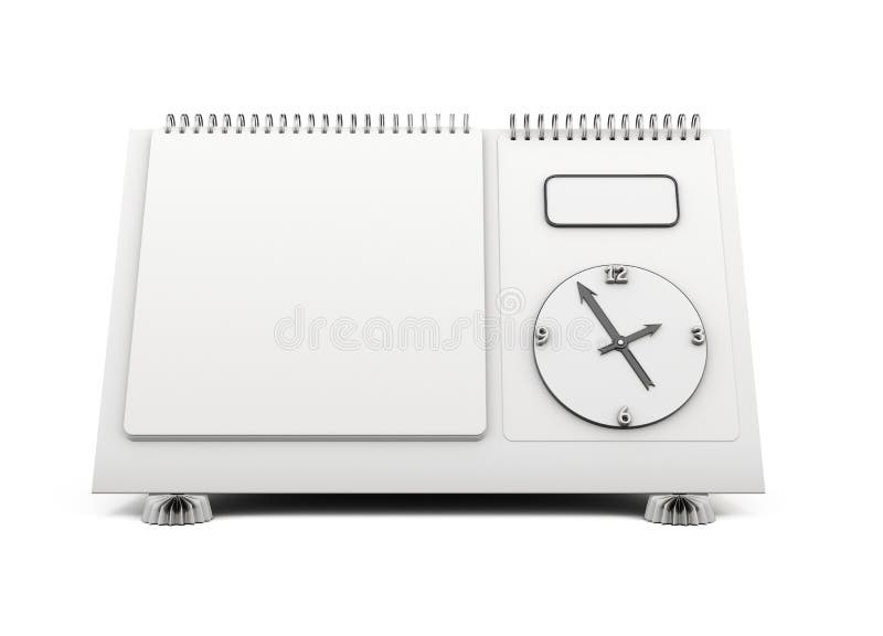Reloj en blanco del calendario de escritorio en un blanco 3d ilustración del vector Reloj en blanco del calendario de escritorio en un blanco 3d ilustración del vector