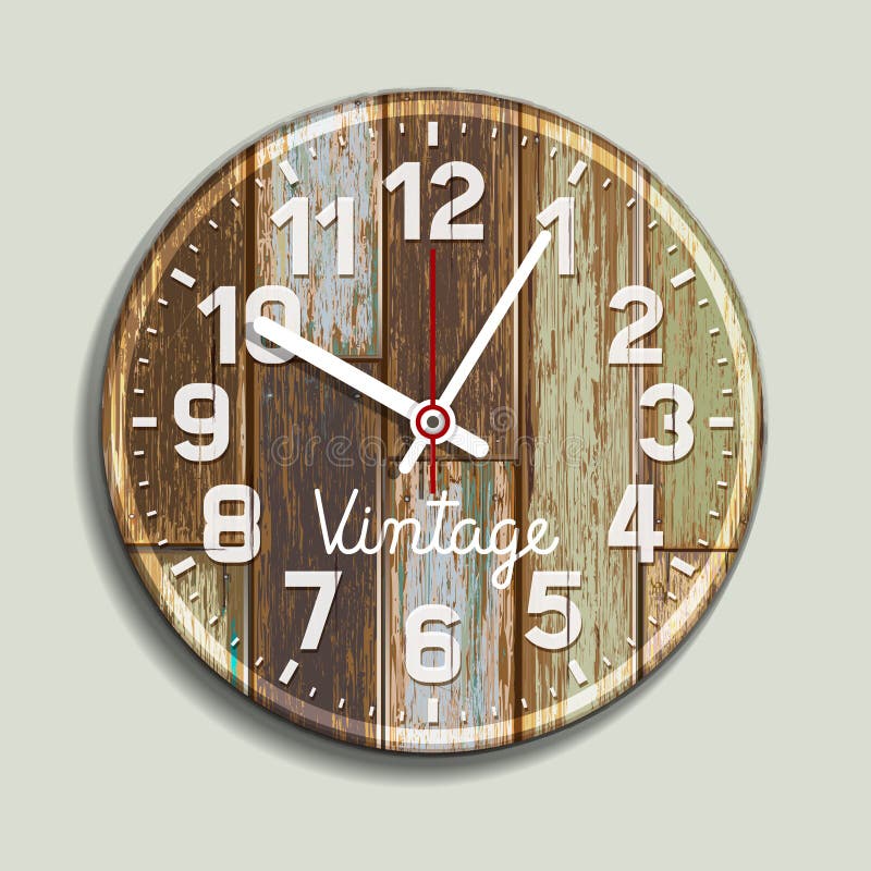 Reloj en viejo fondo de madera libre illustration
