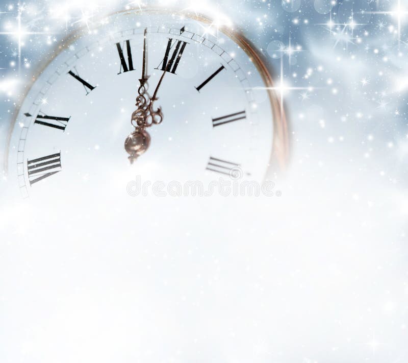 Reloj viejo con las estrellas y los copos de nieve fotos de archivo libres de regalías Reloj viejo con las estrellas y los copos de nieve fotos de archivo libres de regalías