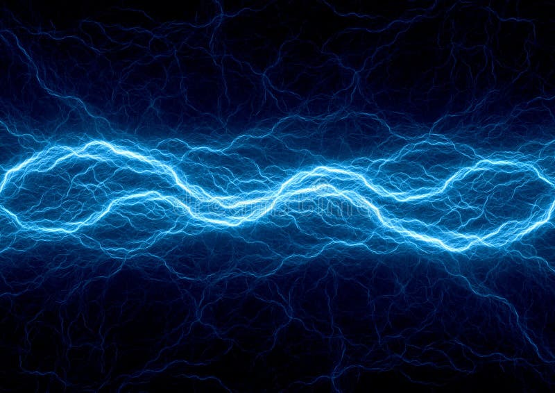 Relâmpagos de plasma azul gelo. Fundo elétrico ilustração do vetor