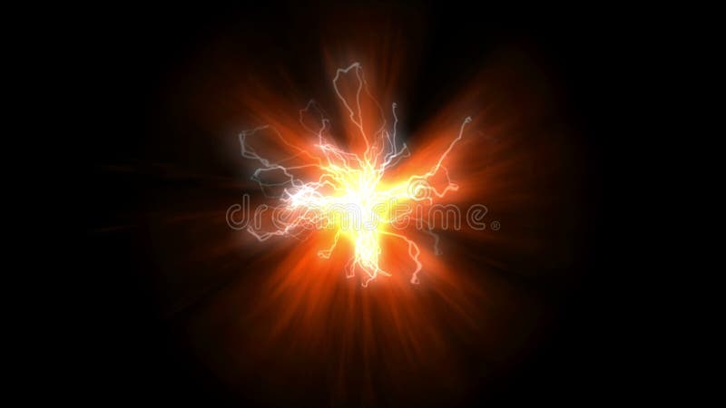relâmpago da eletricidade da energia do poder da bola de fogo 4k, explosão das partículas da tecnologia
