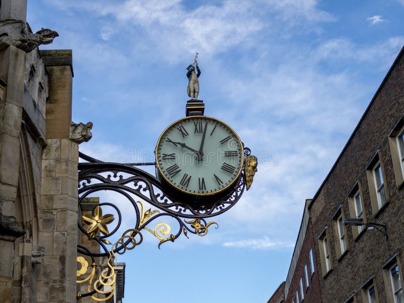 Relógio de St Martin-le-Grand Church, Coney Street, York, Inglaterra fotografia de stock