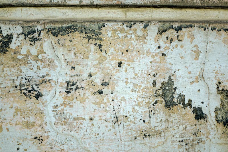 Remains Green Paint on the Plaster of the Wall. Cracks on the Surface