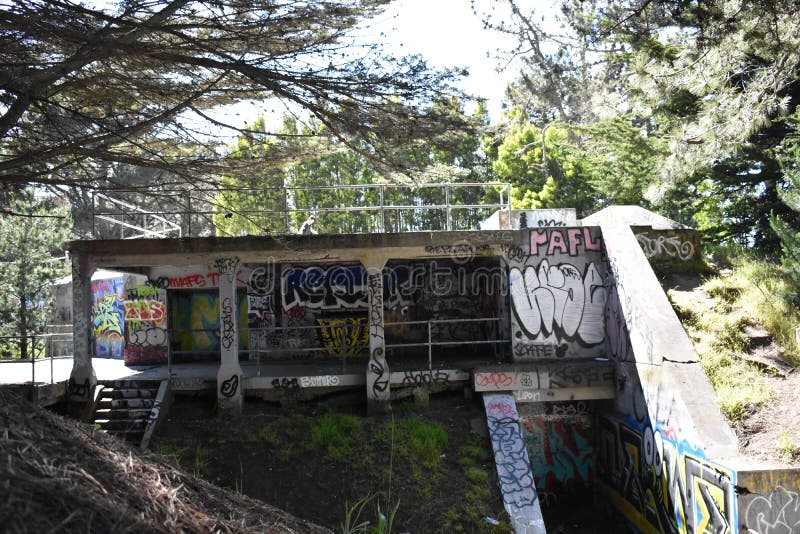 The remains of West Fort Miley beautified under graffiti, 9. royalty free stock images The remains of West Fort Miley beautified under graffiti, 9. royalty free stock images