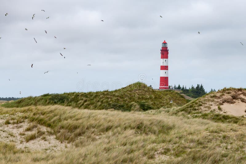 Remarcable light house of Amrum (Oomram) in Northern Germany at the Northern See