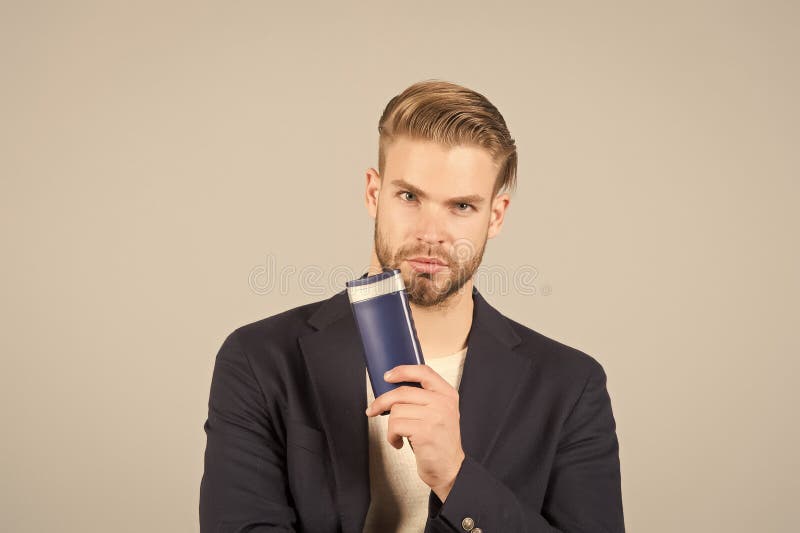Remedies Get Rid of Dandruff. Man Formal Suit Hold Bottle Shampoo Grey Background Stock Photo - Image of background, dandruff: 148283558 Remedies Get Rid of Dandruff. Man Formal Suit Hold Bottle Shampoo Grey Background Stock Photo - Image of background, dandruff: 148283558