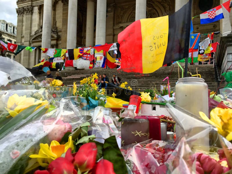 Rememberance Of The Attacks In Brussels, Belgium, On The Place De La