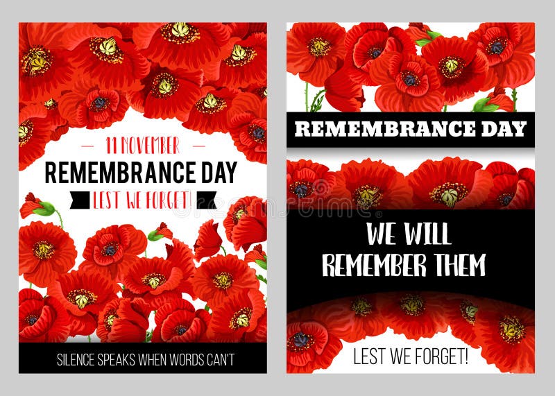 Remembrance Day Memorial Card of Red Poppy Flower Stock - of peace: 122474743