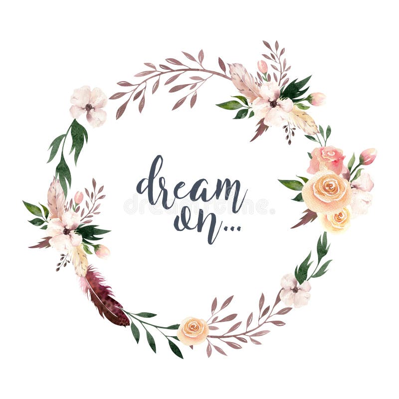 Remettez à Aquarelle De Boho D'isolement Par Dessin L ... Remettez à Aquarelle De Boho D'isolement Par Dessin L ...