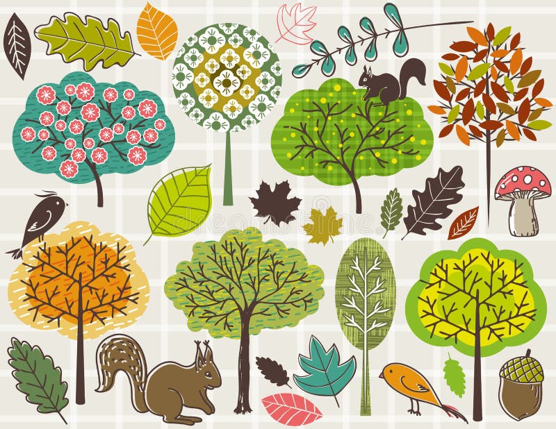 Remettez les arbres et les lames d'attraction au-dessus du fond contrôlé illustration stock Remettez les arbres et les lames d'attraction au-dessus du fond contrôlé illustration stock