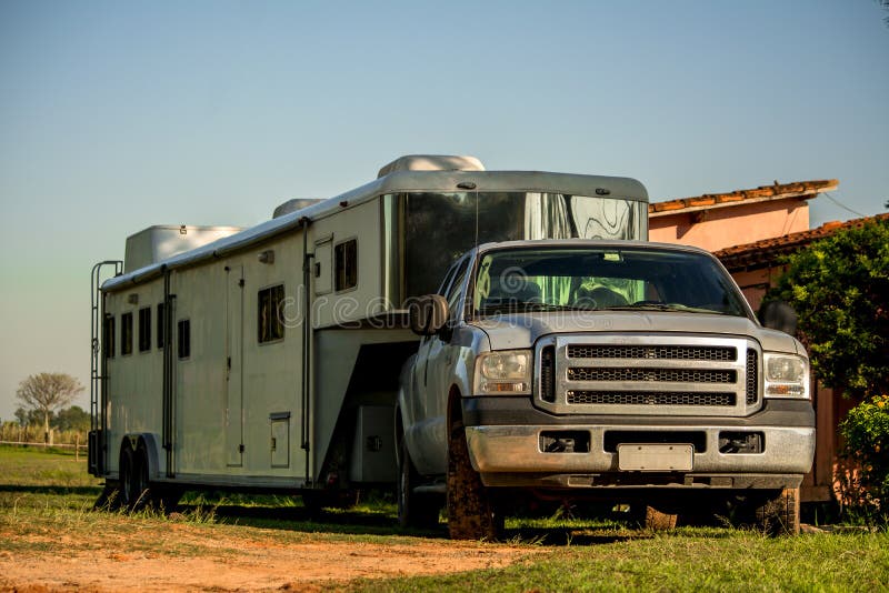 Horse Trailer and Motor Home. Horse Trailer and Motor Home