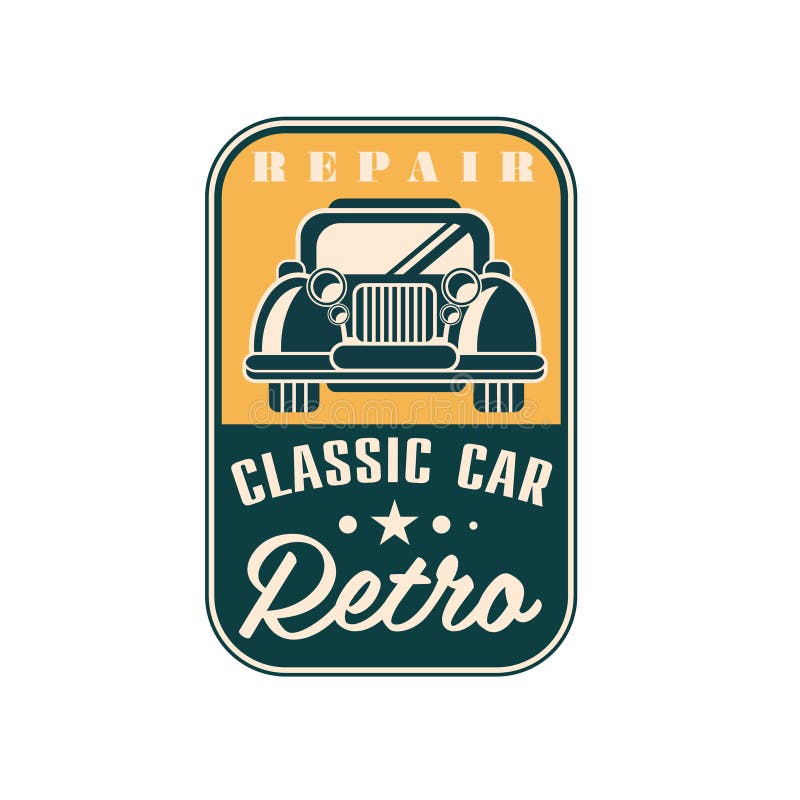 Remontowy klasyczny samochodowy logo, retro rocznik etykietka, samochód usługowa odznaka, wektorowa ilustracja na białym tle ilustracja wektor Remontowy klasyczny samochodowy logo, retro rocznik etykietka, samochód usługowa odznaka, wektorowa ilustracja na białym tle ilustracja wektor