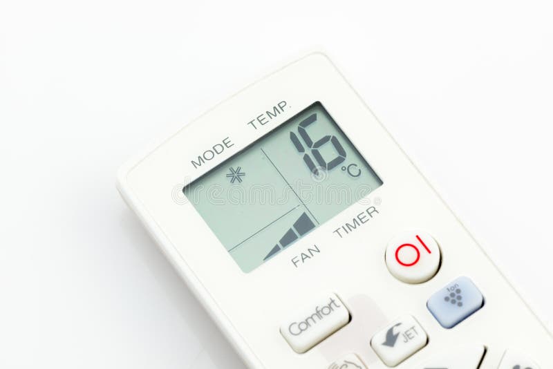 Remote Control Air Conditioner on 16 Degrees Celsius Isolated Stock