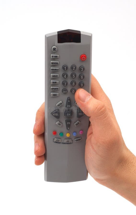 Remote controller in hand stock photo. Image of setting 768082