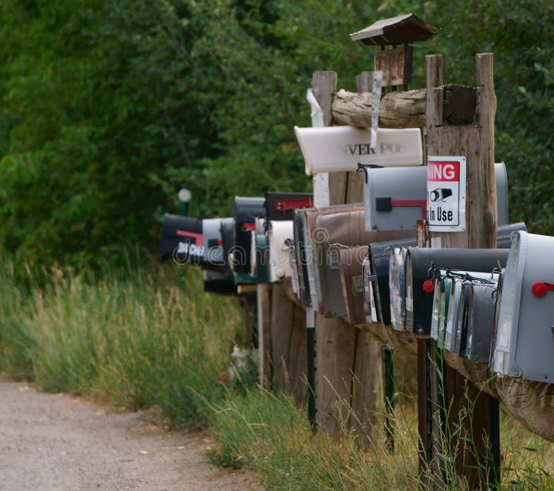 Remote Mountain Mail Boxes stock photo
