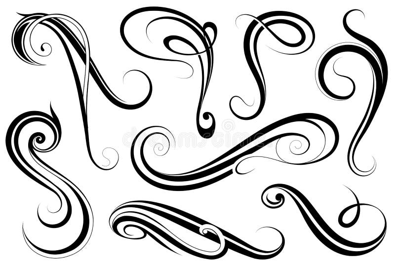 Remous calligraphiques réglés illustration stock Remous calligraphiques réglés illustration stock