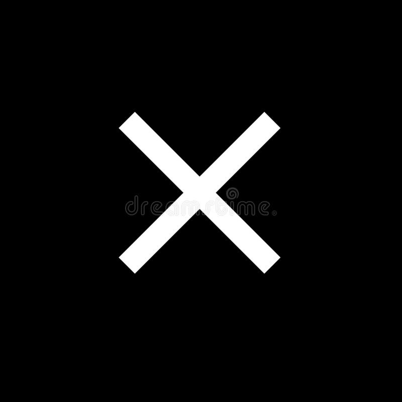 Remove, Delete or Cross Icon Isolated on Black Background Stock ...