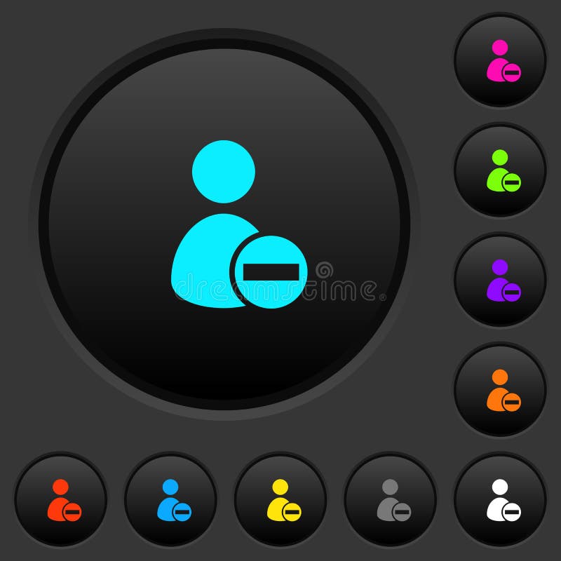 Remove user account dark push buttons with color icons royalty free illustration