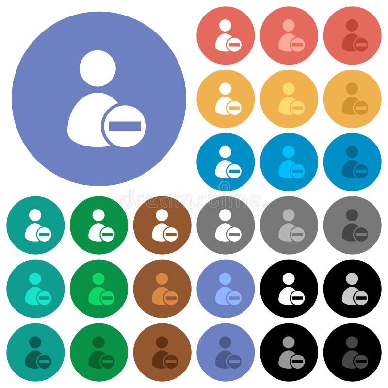Remove user account round flat multi colored icons stock illustration