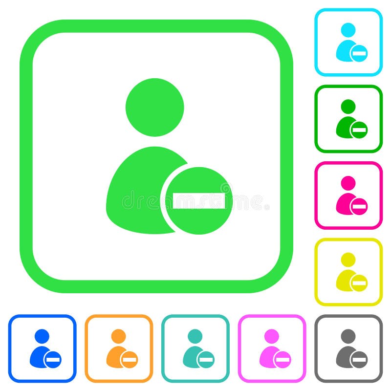 Remove user account vivid colored flat icons icons stock illustration