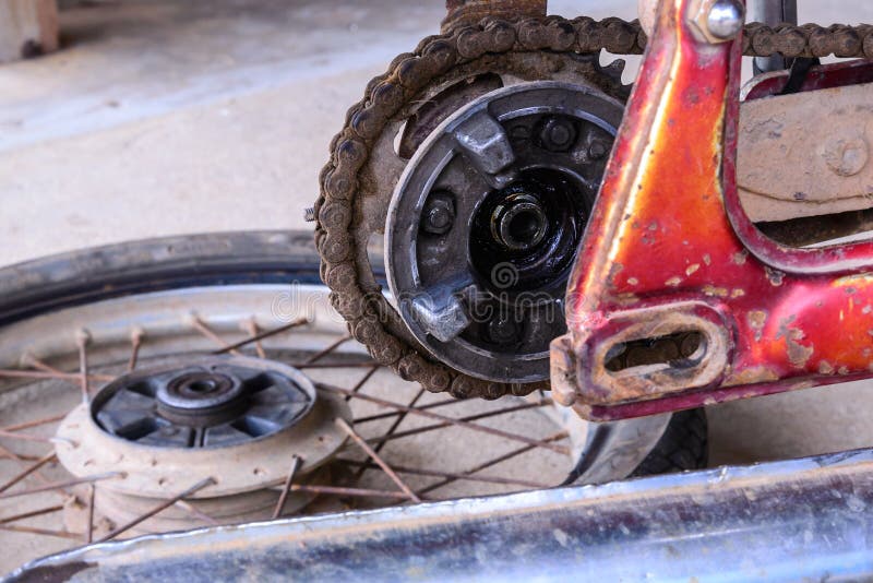 Remove Wheel of Motorcycle for Replace the Tire Stock Photo Image of