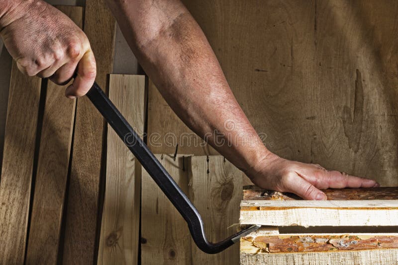 Removing the Box with the Help of Nail Puller Stock Image Image of builder, crowbar 90165091