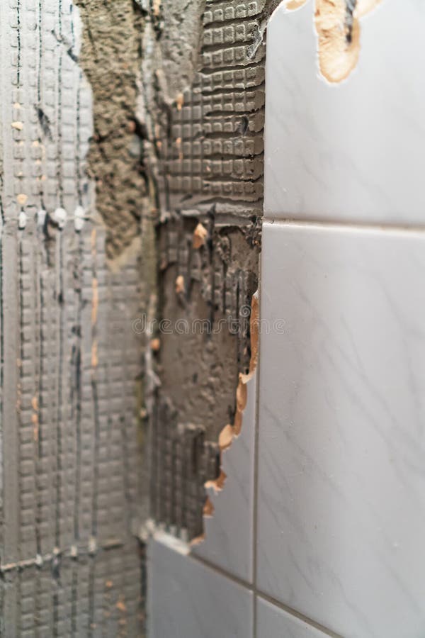 Removing old tiles. stock image. Image of ceramic, bathroom 127714359