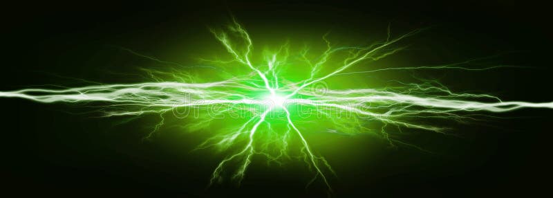 Pure energy and electricity with green bolts power background. Pure energy and electricity with green bolts power background