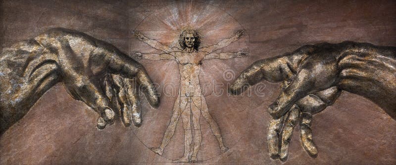 The Renaissance - Vitruvian Man and Creation of Adam Editorial Image -  Illustration of academic, canon: 58117345