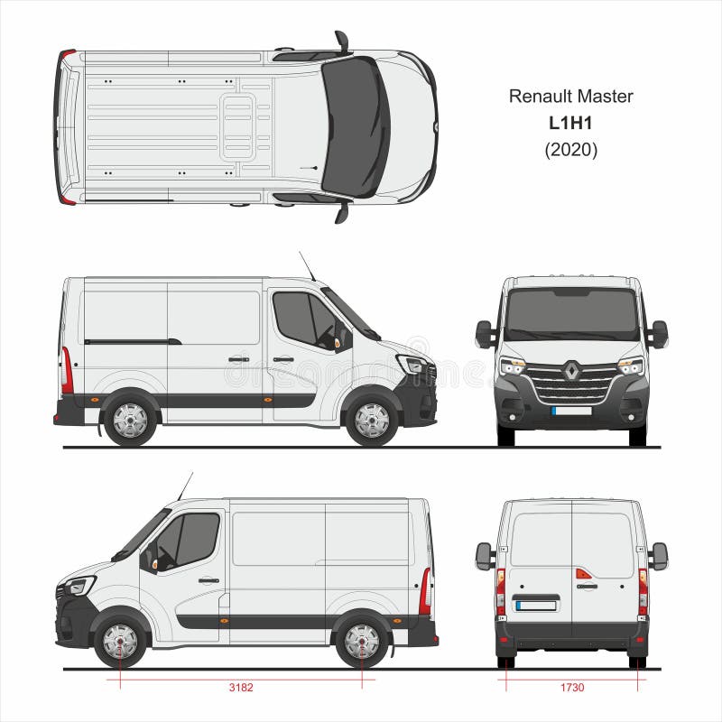 Renault Master Cargo Van L1H1 2020 — plan royalty ilustracja