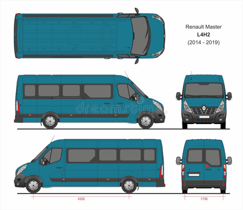 Renault Master Pasażer Combi Van L4H2 2014-2019 ilustracja wektor