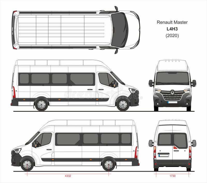 Renault master passenger van l4h3 2020 ilustracja wektor