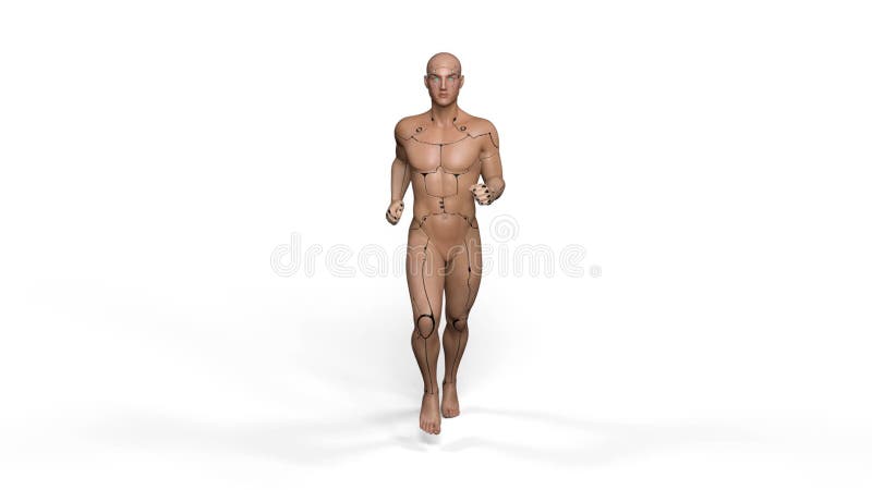 Rendent 3d : Le robot masculin fonctionne avec le fond blanc illustration libre de droits