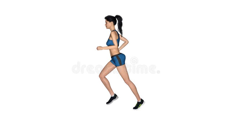 Rendent 3d : Une femme court avec le fond blanc illustration stock