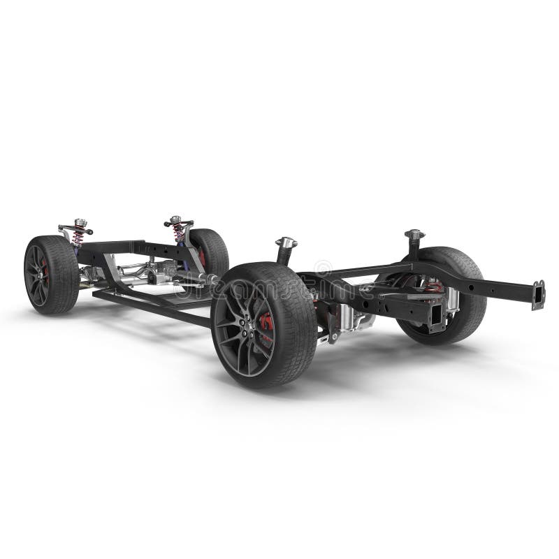Render of Car Chassis without Engine Isolated on White. 3D Illustration